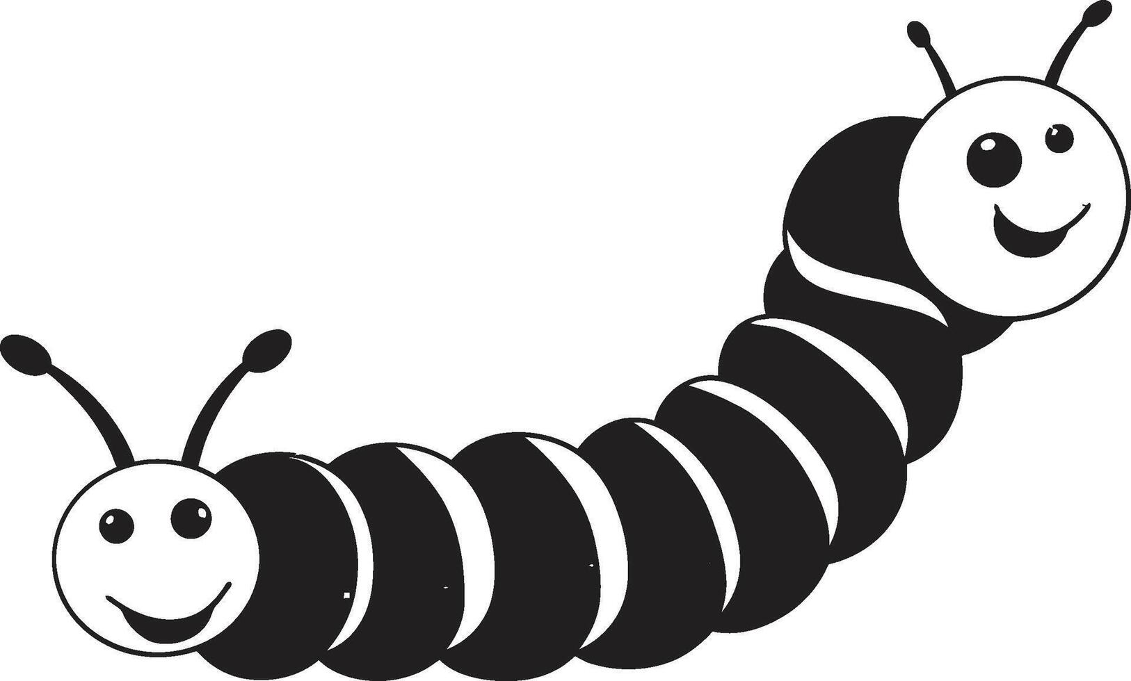 Silk Trail Elegance Sleek Black Icon Illustrating Caterpillar Evolution Natures Progression Elegant Monochrome Emblem for Caterpillar Icon vector