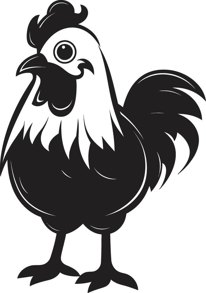 Plucky Patterns Black Vector Logo Showcasing Chicken Sophistication Eggcellent Design Elegant Monochrome Emblem for Chicken Lovers