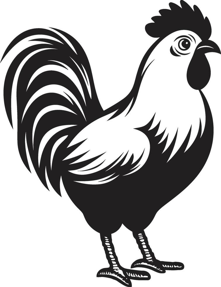 Clucking Elegance Monochrome Emblem Illustrating Chicken Harmony Hen House Chic Elegant Black Icon with Vector Chicken Design