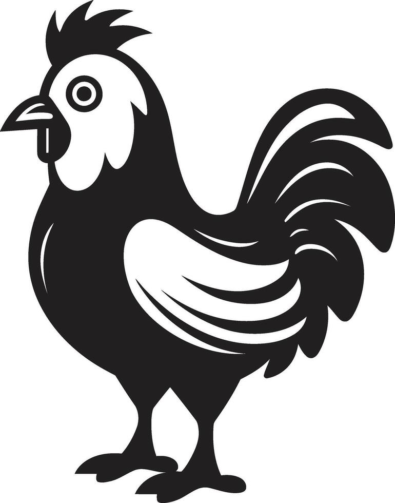 Plucky Prowess Sleek Black Icon Featuring Chicken Vector Logo Hen House Elegance Chic Monochrome Chicken Emblem in Black