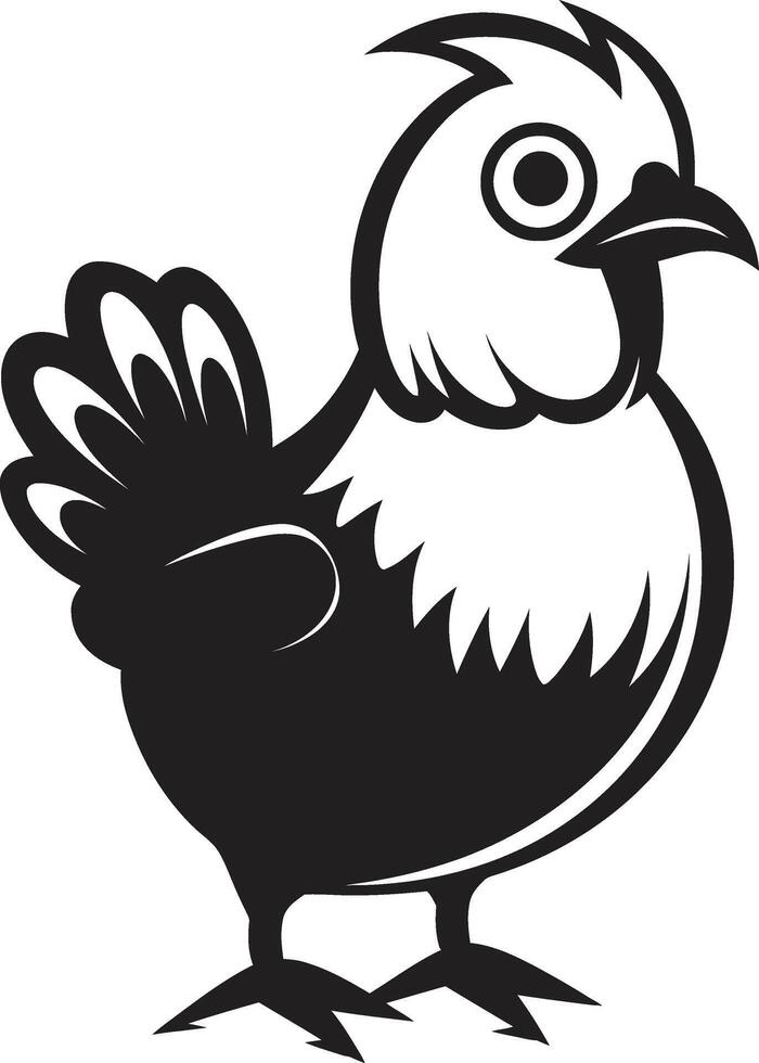 Plucky Prowess Sleek Black Icon Featuring Chicken Vector Logo Hen House Elegance Chic Monochrome Chicken Emblem in Black