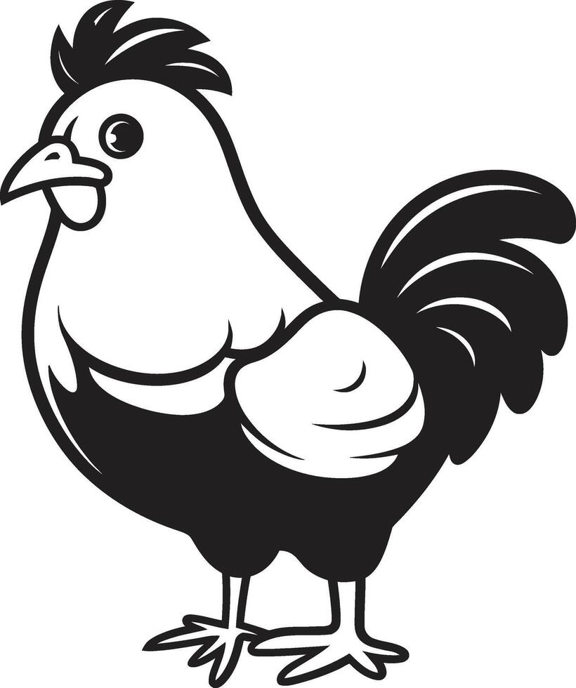 alas de capricho elegante negro icono con vector pollo diseño cloqueando encanto monocromo pollo icono en pulcro diseño