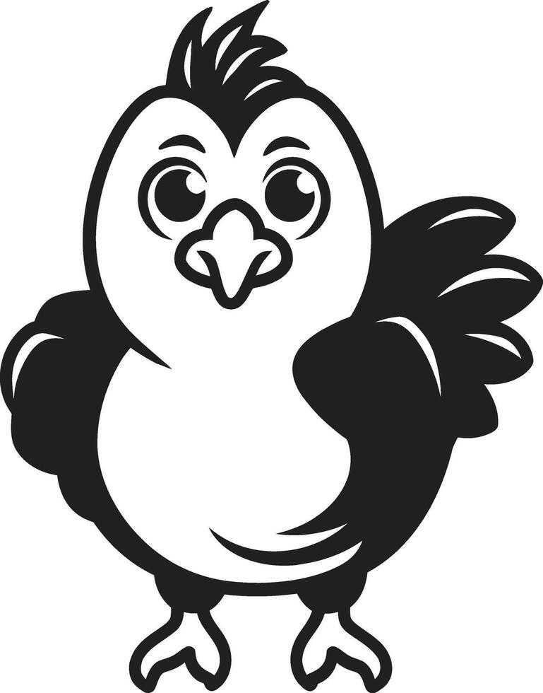 Rooster Radiance Sleek Monochrome Chicken Emblem in Black Feathered Flourish Elegant Vector Logo for Poultry Bliss