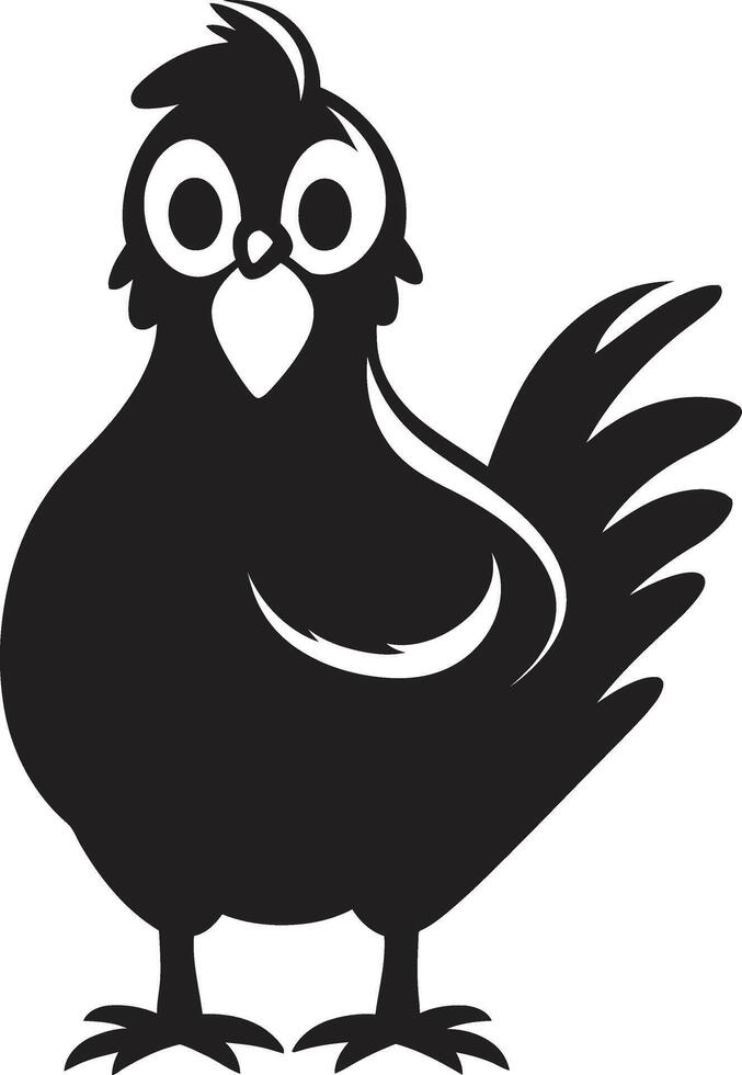 Farmyard Finesse Monochrome Chicken Icon in Sleek Design Plucky Patterns Black Vector Logo Showcasing Chicken Sophistication