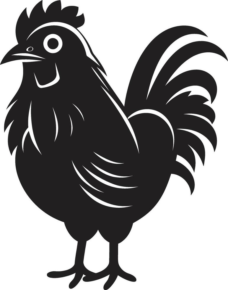 Wings of Wisdom Chic Vector Logo Showcasing Chicken Sophistication Hen House Harmony Elegant Black Icon in Monochromatic Design