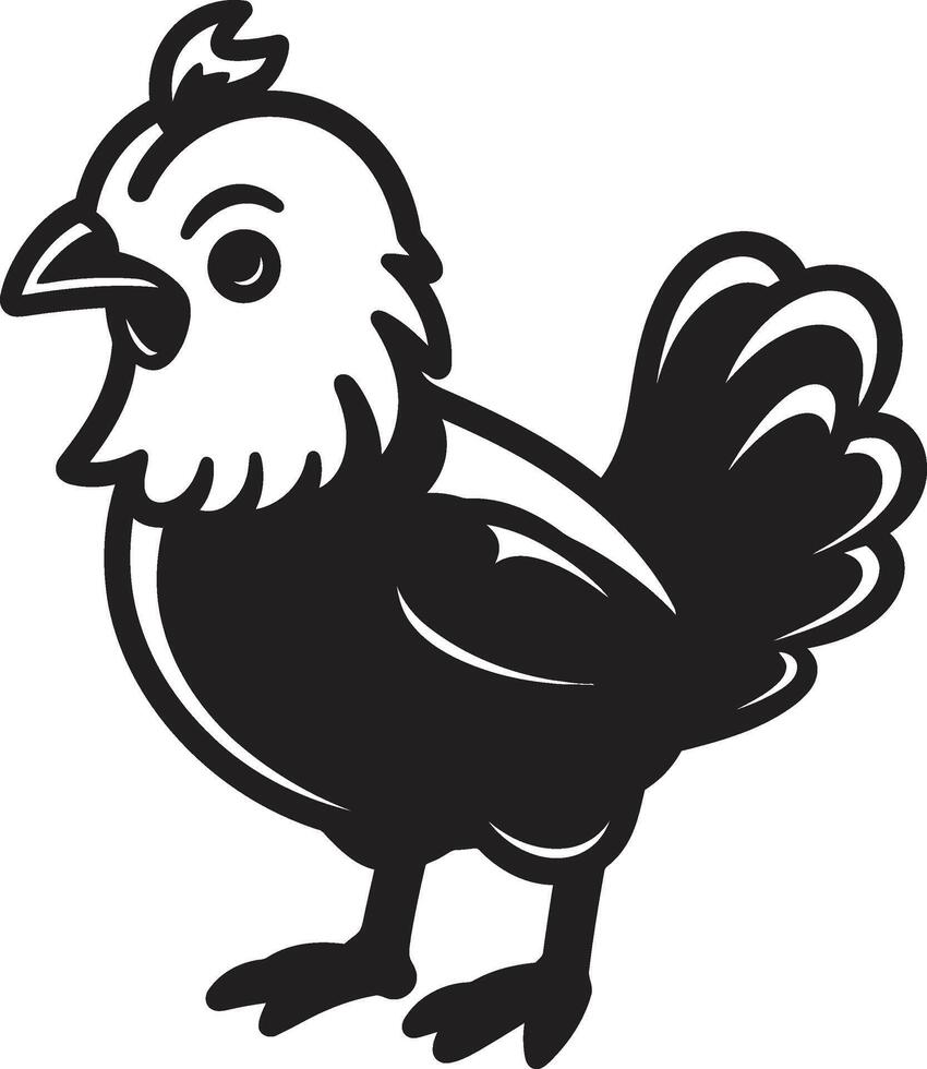 aves de corral estilo elegante negro icono con vector pollo diseño cloqueando clásicos monocromo emblema ilustrando pollo armonía
