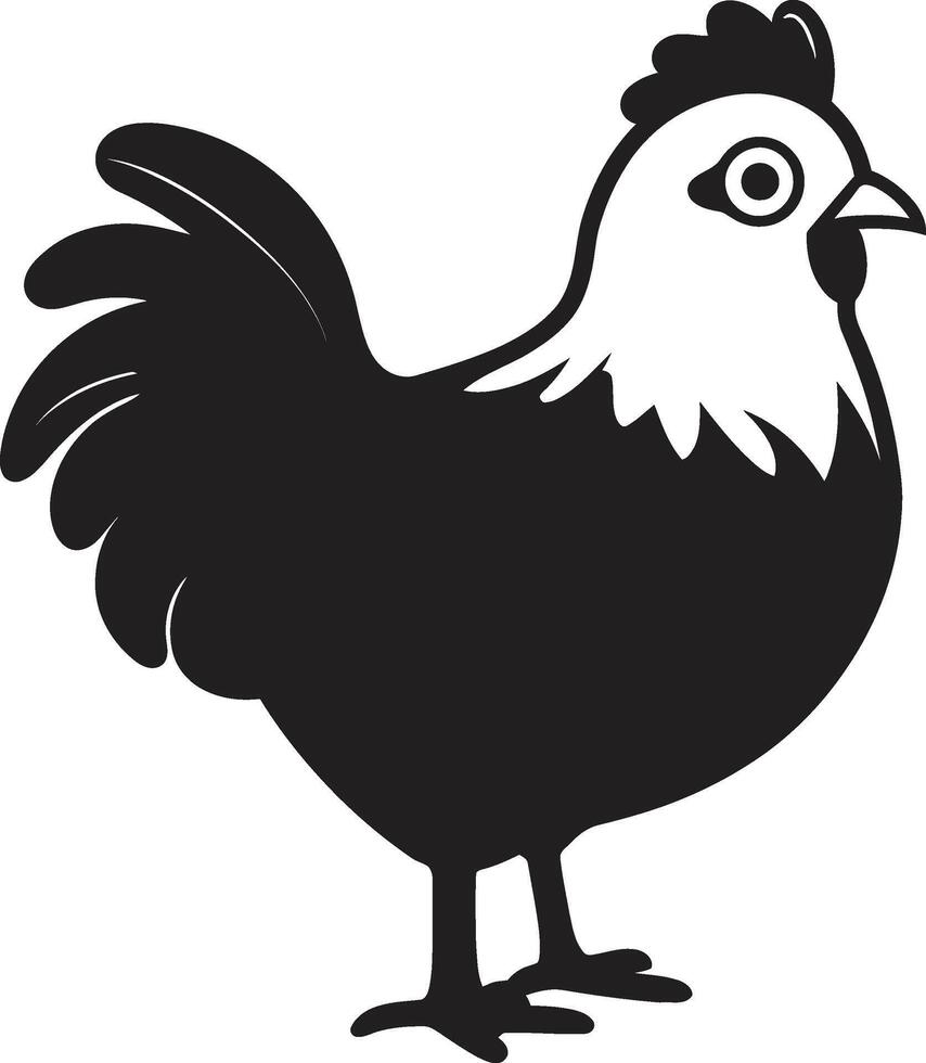 cloqueo alta costura elegante monocromo pollo emblema en negro alas de elegancia negro vector logo diseño para aves de corral icono