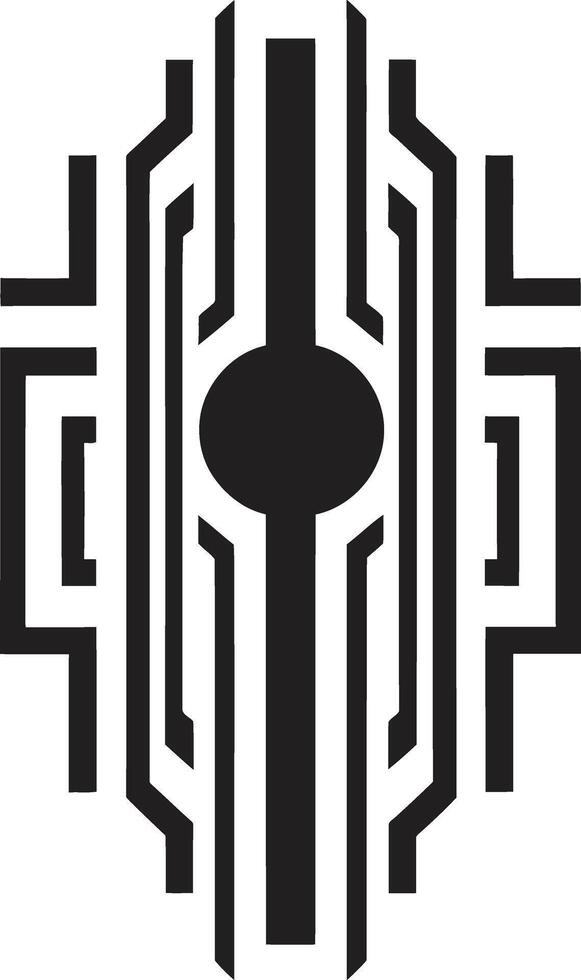 Pixelated Progress Monochrome Vector Logo Design for Cybernetic Icon Binary Brilliance Sleek Black Abstract Symbol Illustrating Cybernetic Evolution