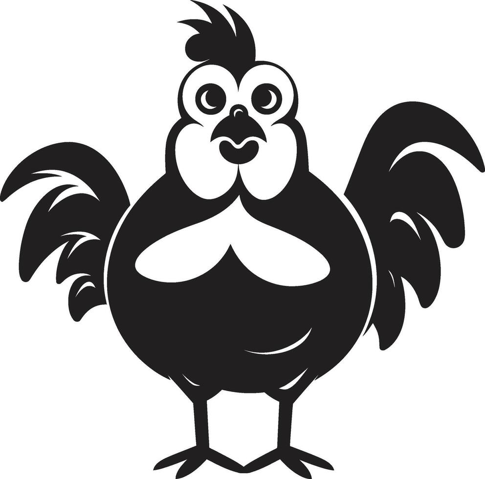 alas de capricho elegante negro icono con vector pollo diseño cloqueando encanto monocromo pollo icono en pulcro diseño