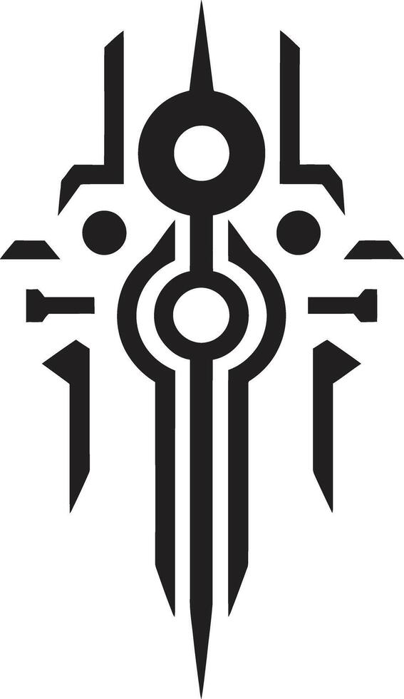 Digital Nexus Abstract Cybernetic Symbol in Sleek Black Vector Logo Binary Harmony Monochrome Emblem of Cybernetic Abstract Design