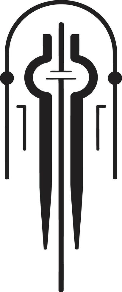 Futuristic Fusion Elegant Black Icon with Vector Cybernetic Abstract Design Techno Threads Chic Abstract Logo Showcasing Cybernetic Sophistication