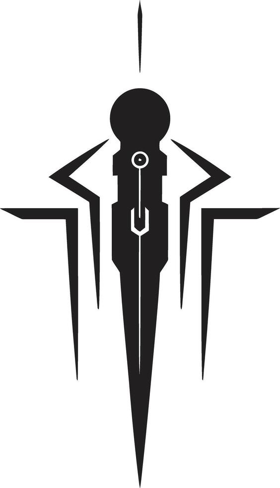 Binary Brilliance Sleek Black Abstract Symbol Illustrating Cybernetic Evolution Robotic Rhythms Elegant Cybernetic Emblem in Monochromatic Design vector