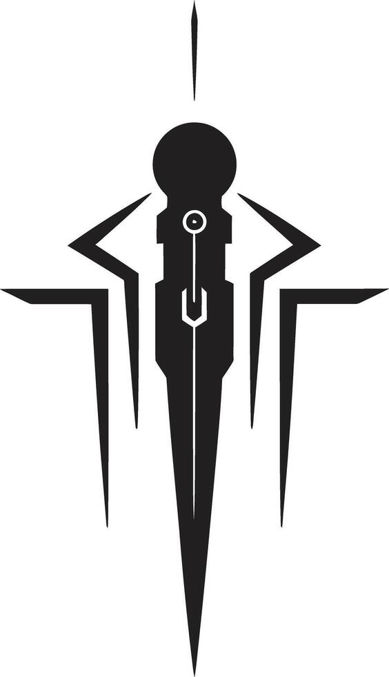 Binary Brilliance Sleek Black Abstract Symbol Illustrating Cybernetic Evolution Robotic Rhythms Elegant Cybernetic Emblem in Monochromatic Design vector