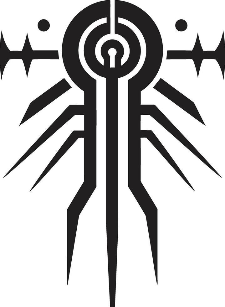 Technological Transcendence Chic Abstract Cybernetic Emblem in Black Pixelated Progress Monochrome Vector Logo Design for Cybernetic Icon