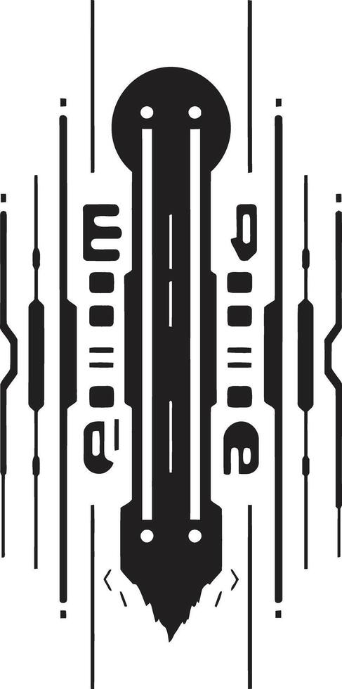 robótico ritmos elegante cibernético emblema en monocromo diseño datos danza resumen vector logo para negro cibernético sofisticación