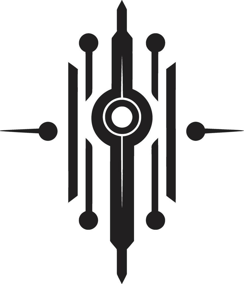 Quantum Quotient Abstract Vector Logo Design in Black Cybernetics Circuit Couture Elegant Monochrome Symbol for Cybernetic Lovers