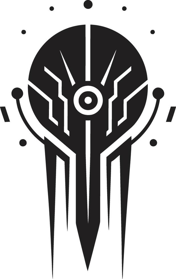 Binary Harmony Elegant Emblem of Cybernetic Elegance Futuristic Fusion Monochrome Cybernetic Symbol in Black Vector