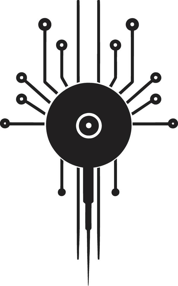 Robotic Rhythms Elegant Cybernetic Emblem in Monochromatic Design Data Dance Abstract Vector Logo for Black Cybernetic Sophistication