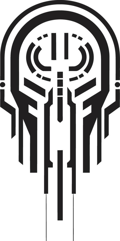 Neural Net Elegance Monochrome Abstract Logo for Cybernetic Harmony Code Symphony Sleek Black Vector Emblem Showcasing Cybernetic Evolution