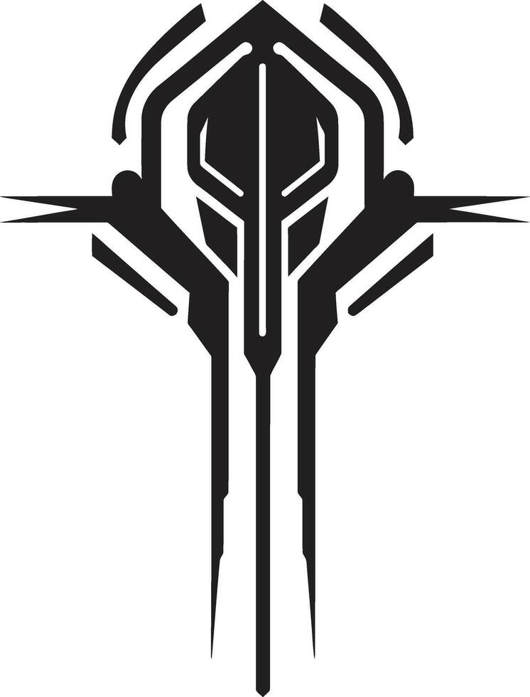 Digital Dynamics Sleek Black Abstract Cybernetic Symbol Technological Transcendence Monochrome Vector Emblem for Cybernetic Lovers