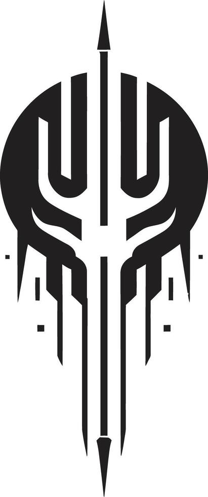 Binary Harmony Elegant Cybernetic Symbol in Monochrome Design Futuristic Fusion Monochrome Vector Logo for Black Cybernetic Bliss