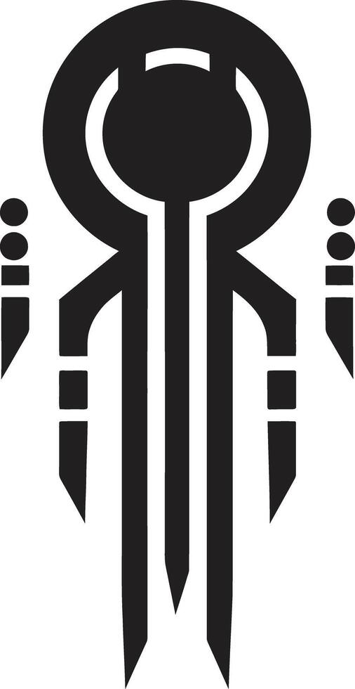 Code Symphony Abstract Cybernetic Symbol in Elegant Monochrome Quantum Quotient Black Icon Showcasing Cybernetic Abstract Evolution vector
