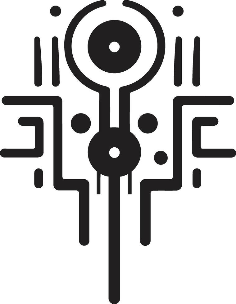 Quantum Quotient Black Icon Showcasing Cybernetic Abstract Evolution Circuit Couture Sleek Vector Logo Design for Cybernetic Bliss