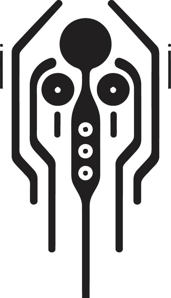 Binary Harmony Elegant Cybernetic Design in Monochrome Futuristic Fusion Monochrome Vector Logo for Black Cybernetic Bliss