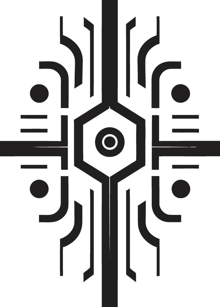 Circuit Couture Sleek Vector Logo Design for Cybernetic Bliss Digital Dynamics Monochrome Emblem Illustrating Cybernetic Harmony