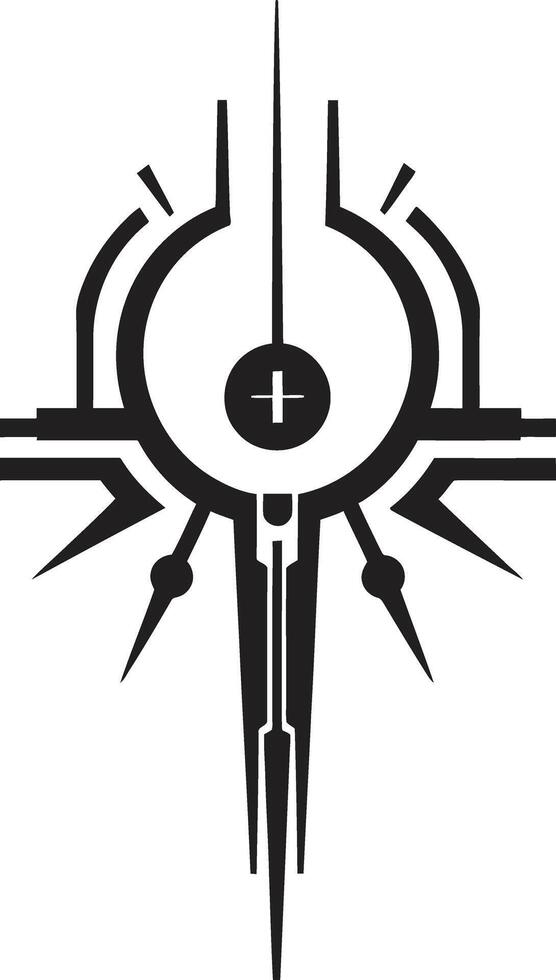 Techno Threads Monochrome Vector Logo in Black Cybernetic Neural Net Elegance Chic Abstract Cybernetic Symbol