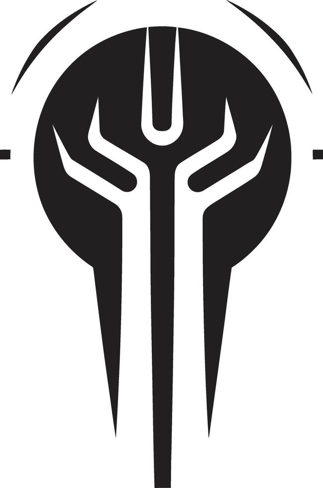 Binary Harmony Elegant Emblem of Cybernetic Abstract Design Futuristic Fusion Monochrome Cybernetic Symbol in Black Vector