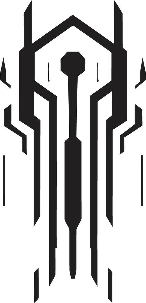 Tech Tranquility Chic Abstract Logo Illustrating Cybernetic Sophistication Neural Noir Monochrome Vector Logo for Cybernetic Bliss