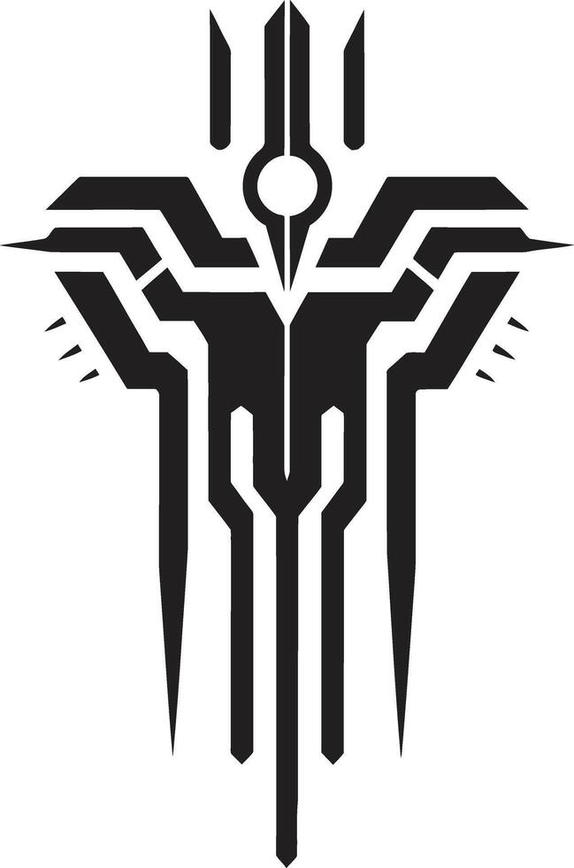 Robo Rapture Elegant Cybernetic Emblem in Monochromatic Design Data Dream Abstract Vector Logo for Black Cybernetic Sophistication