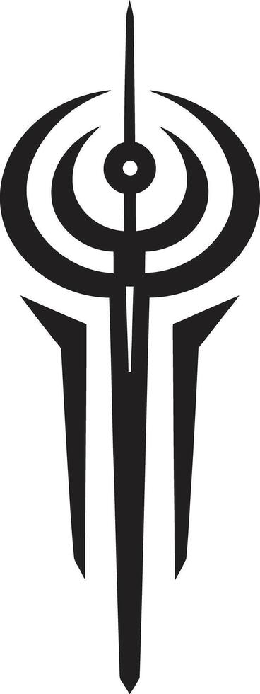 Circuit Serenity Elegant Monochrome Cybernetic Icon Digital Dynamics Sleek Black Emblem Featuring Cybernetic Vector Symbol