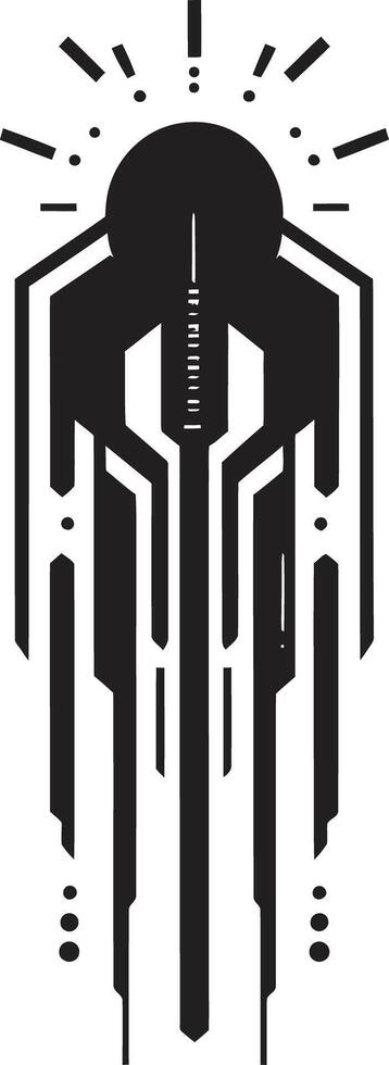 Circuit Serenity Sleek Abstract Logo Illustrating Cybernetic Harmony Digital Dynamics Monochrome Vector Logo for Cybernetic Lovers