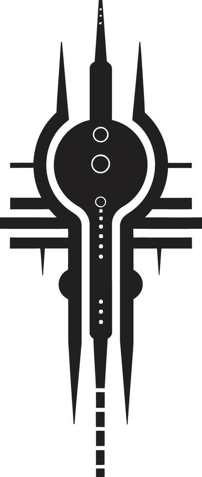 Pixelated Prowess Abstract Vector Logo Design for Cybernetic Evolution Binary Blossom Sleek Cybernetic Symbol in Black Monochrome