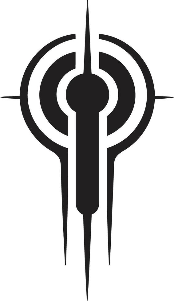 Virtual Vortex Sleek Black Abstract Symbol Showcasing Cybernetic Harmony Quantum Quest Abstract Vector Logo for Black Cybernetic Sophistication
