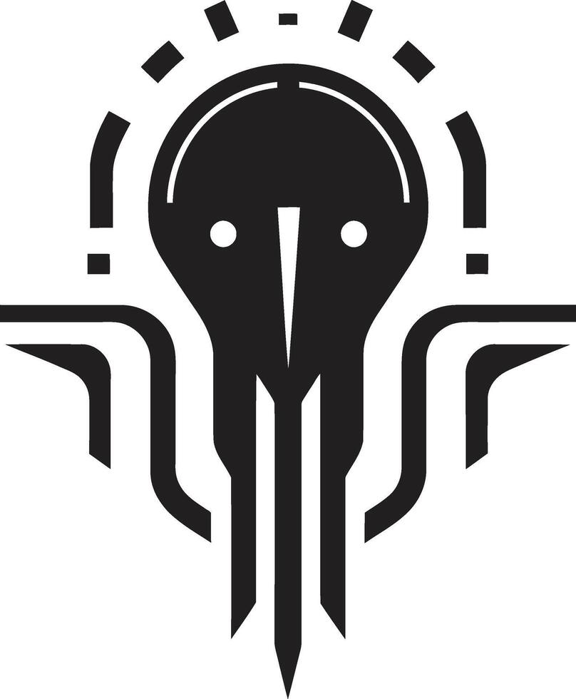 Code Symphony Abstract Cybernetic Symbol in Elegant Monochrome Quantum Quotient Black Icon Showcasing Cybernetic Abstract Evolution vector
