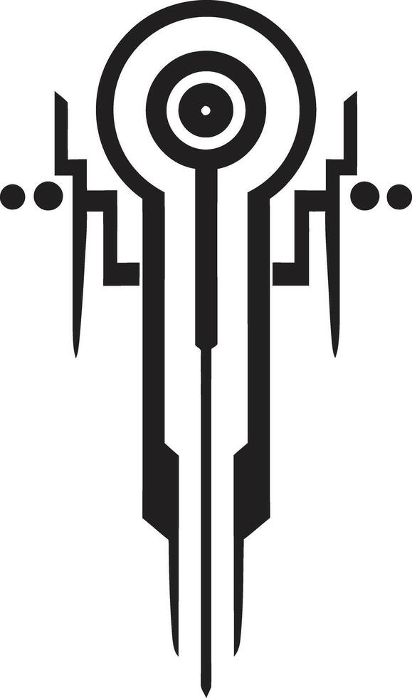 Quantum Quotient Sleek Abstract Vector Logo for Cybernetic Harmony Techno Threads Monochrome Cybernetic Symbol in Black Design