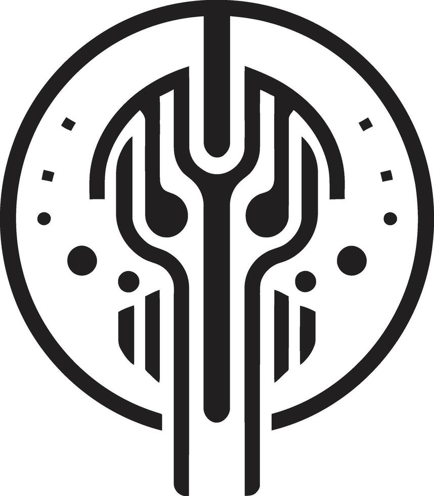 Quantum Quotient Black Icon Showcasing Cybernetic Abstract Evolution Circuit Couture Sleek Vector Logo Design for Cybernetic Bliss