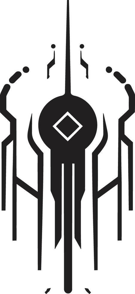 futurista fusión monocromo vector logo para negro cibernético felicidad techno hilos elegante resumen cibernético símbolo en pulcro diseño