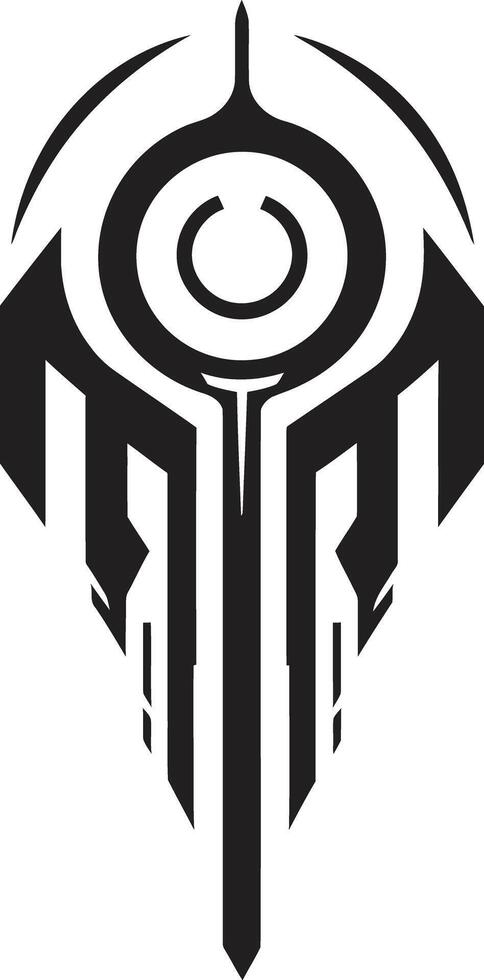 Binary Harmony Elegant Cybernetic Design in Monochrome Futuristic Fusion Monochrome Vector Logo for Black Cybernetic Bliss