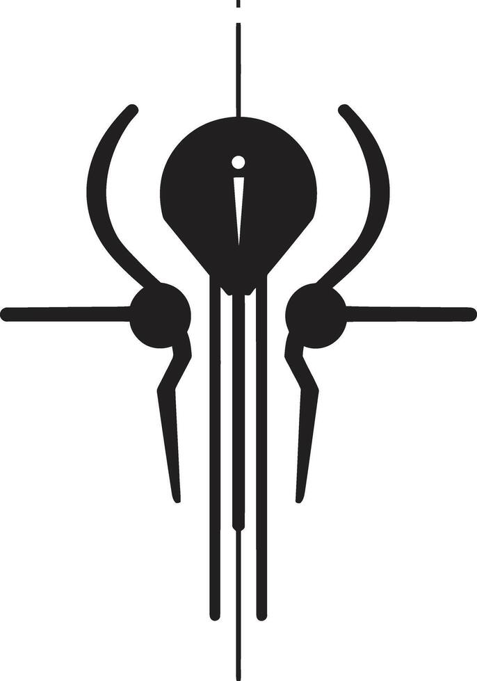 Robotic Rhythms Sleek Vector Logo Featuring Cybernetic Harmony Data Dance Chic Black Icon with Abstract Cybernetic Symbol