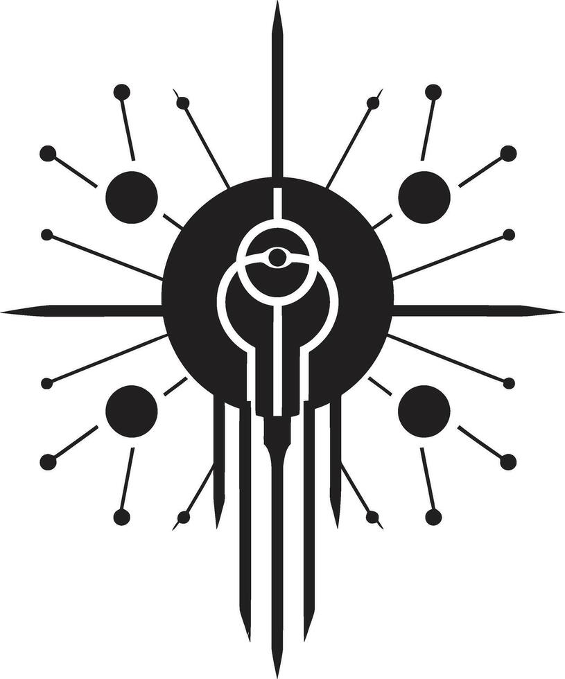 Binary Brilliance Monochrome Abstract Symbol for Cybernetic Sophistication Robotic Rhythms Sleek Vector Logo Featuring Cybernetic Harmony