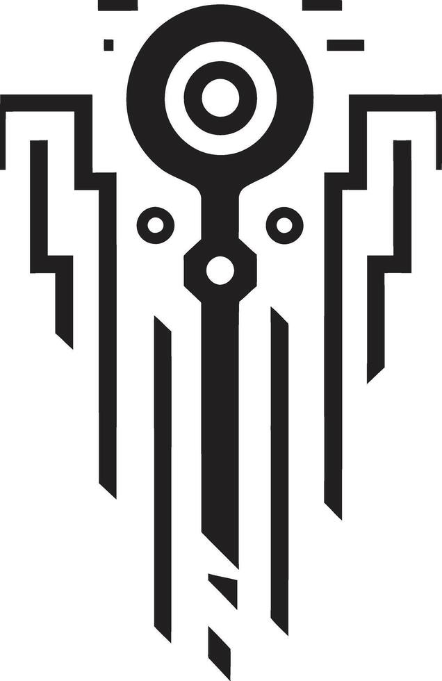 digital nexo pulcro emblema ilustrando cibernético armonía binario armonía elegante cibernético diseño en monocromo vector