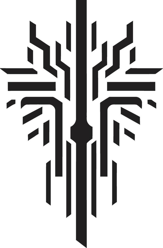 Quantum Quotient Black Icon Showcasing Cybernetic Abstract Evolution Circuit Couture Sleek Vector Logo Design for Cybernetic Bliss