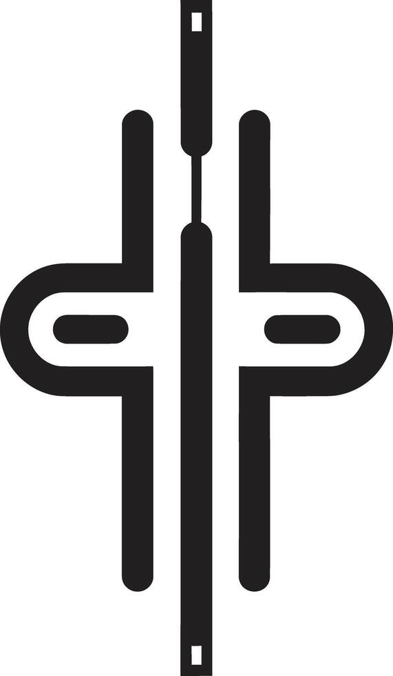 Digital Dynamics Sleek Black Icon Featuring Cybernetic Vector Logo Technological Transcendence Chic Abstract Cybernetic Emblem in Black