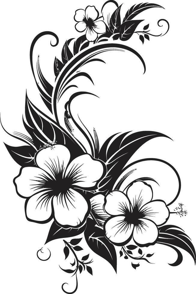 eterno floraciones pulcro negro icono con vector floral rincones abundante belleza elegante decorativo esquina logo en monocromo
