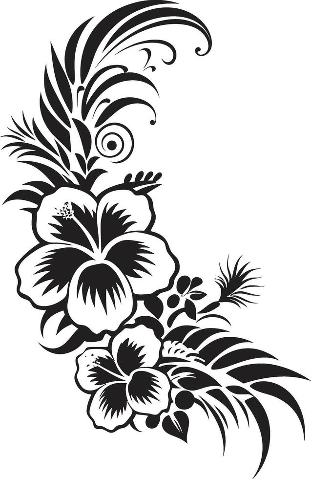 Blossom Bliss Sleek Black Logo Design with Decorative Corners Enchanting Entwines Chic Icon Highlighting Decorative Corners vector