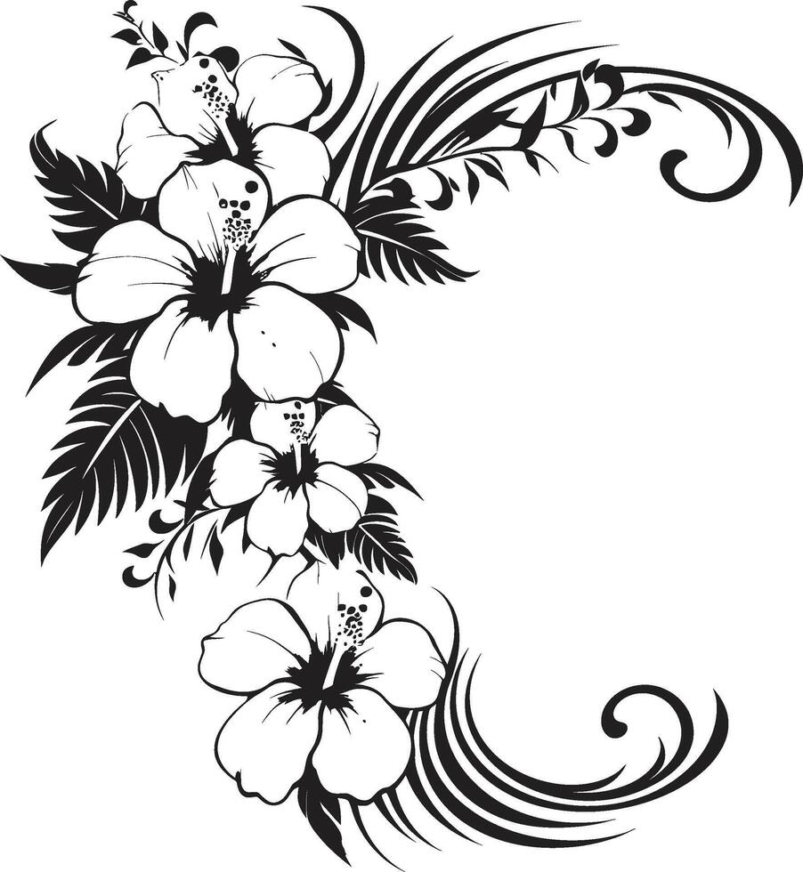 Enchanting Entwines Chic Vector Logo Highlighting Decorative Corners Floral Fantasy Elegant Black Icon Featuring Decorative Floral Design